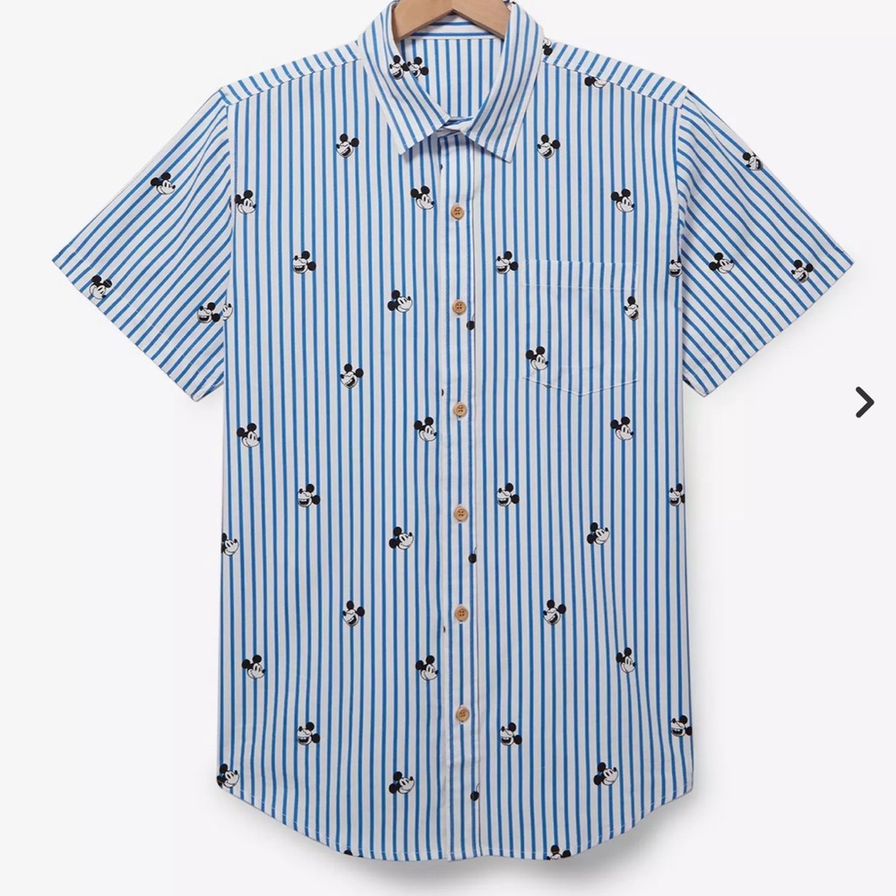 Disney Mickey Mouse Allover Print Striped Woven Button-Up - BoxLunch Exclusive